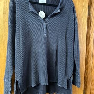 Women's Navy Blue Waffle Knit Top